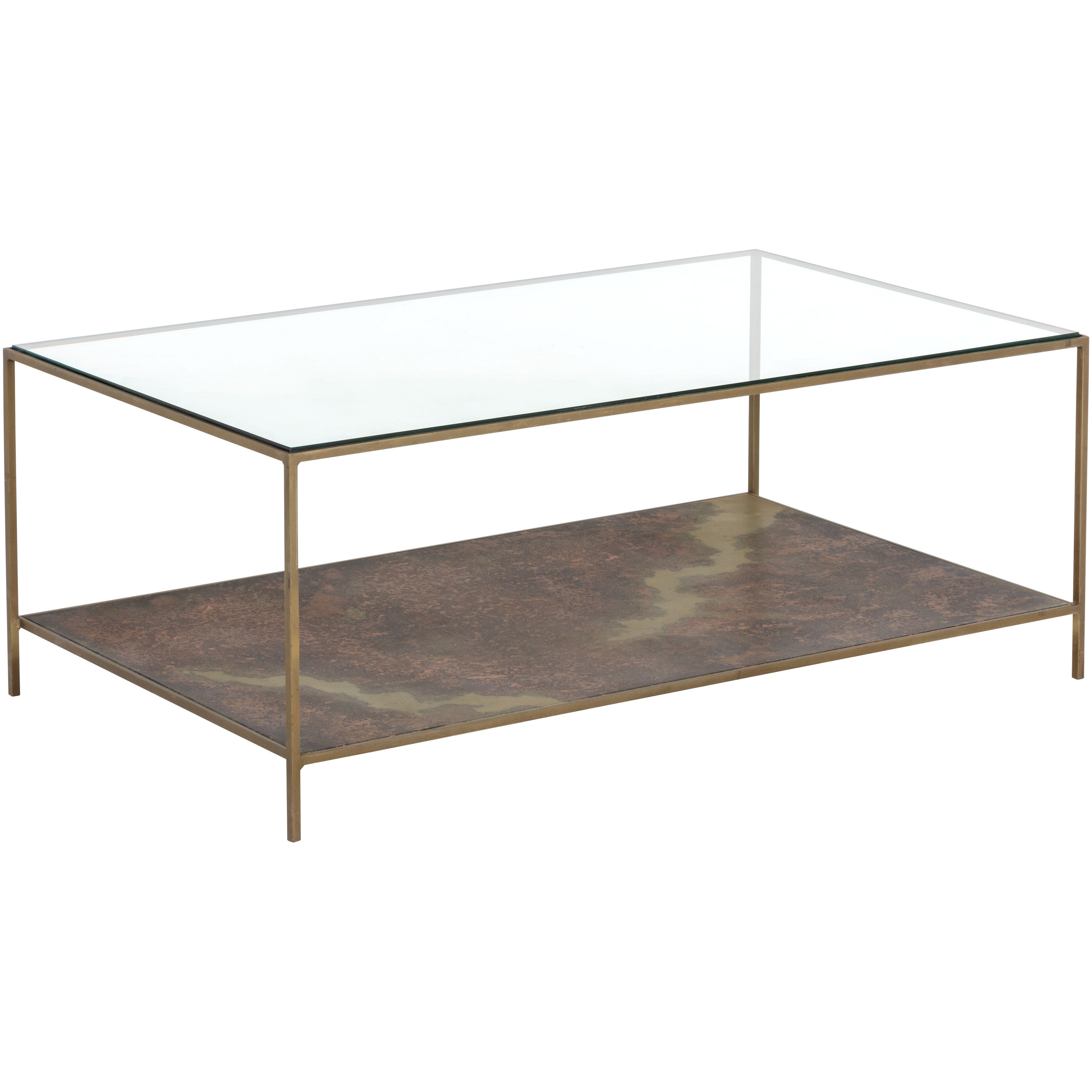 Concord 48 X 28 inch Clear / Antique Brass Coffee Table